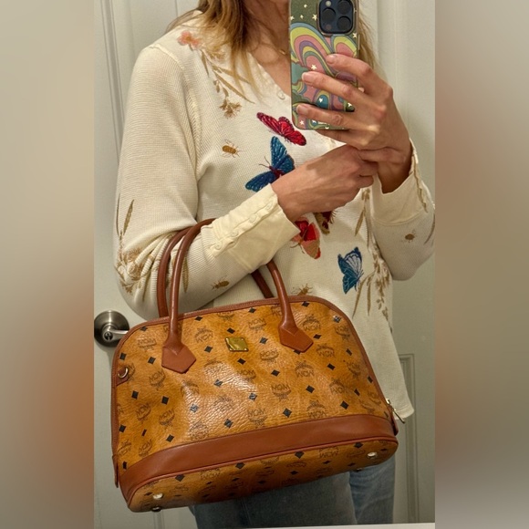 MCM Visetos Heritage Dome Satchel Cognac - Picture 12 of 12